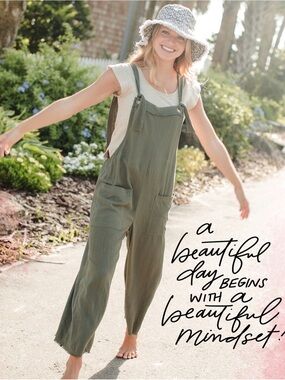 NATURAL LIFE Olive Green Overalls M Medium